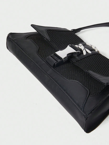 SHECARRY Bolsos de hombro para mujer, de malla, nailon, otoño/verano/invierno, universidad, escuela, vacaciones, estilo callejero, deportes, una noche, Y2K, futurista, punk, estilo motero, dulce, fresco, urbano, techwear, lazo, estudiante
