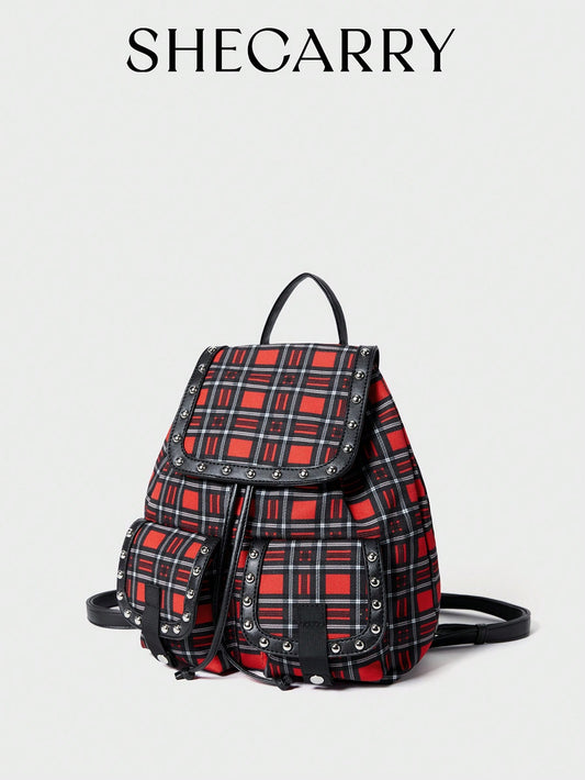SHECARRY Mochila para mujer, de poliéster, para otoño, invierno, universidad, escuela, vacaciones, estilo callejero, deportes, pasar la noche, citas, Y2K, futuro, punk, estilo motocicleta, dulce, cool, callejero,