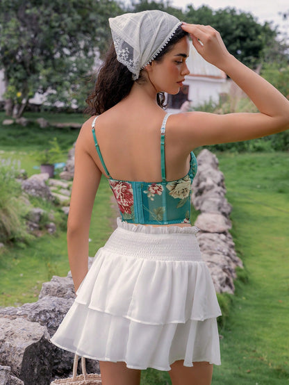 SHEIN 1 pieza Sujetador sexy con aros y relleno de encaje y malla para mujer para salir