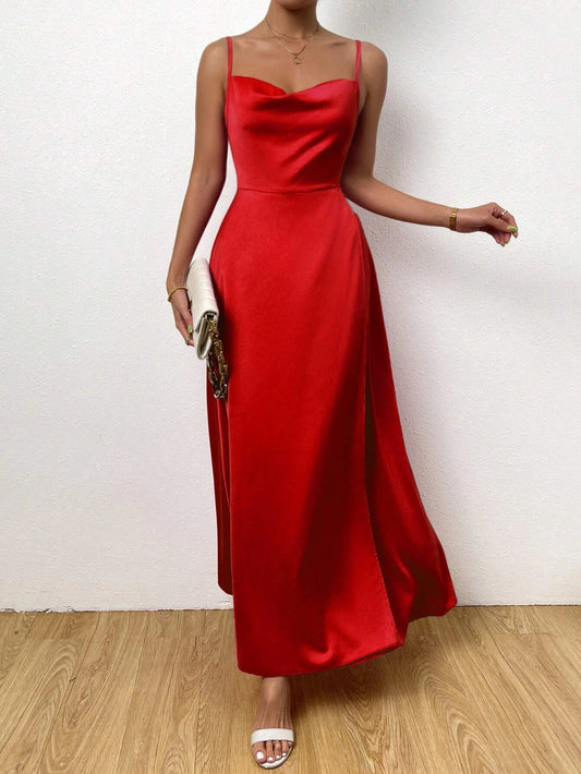 SHEIN SHEIN Allurite Vestido de tirantes escote drapeado bajo cruzado