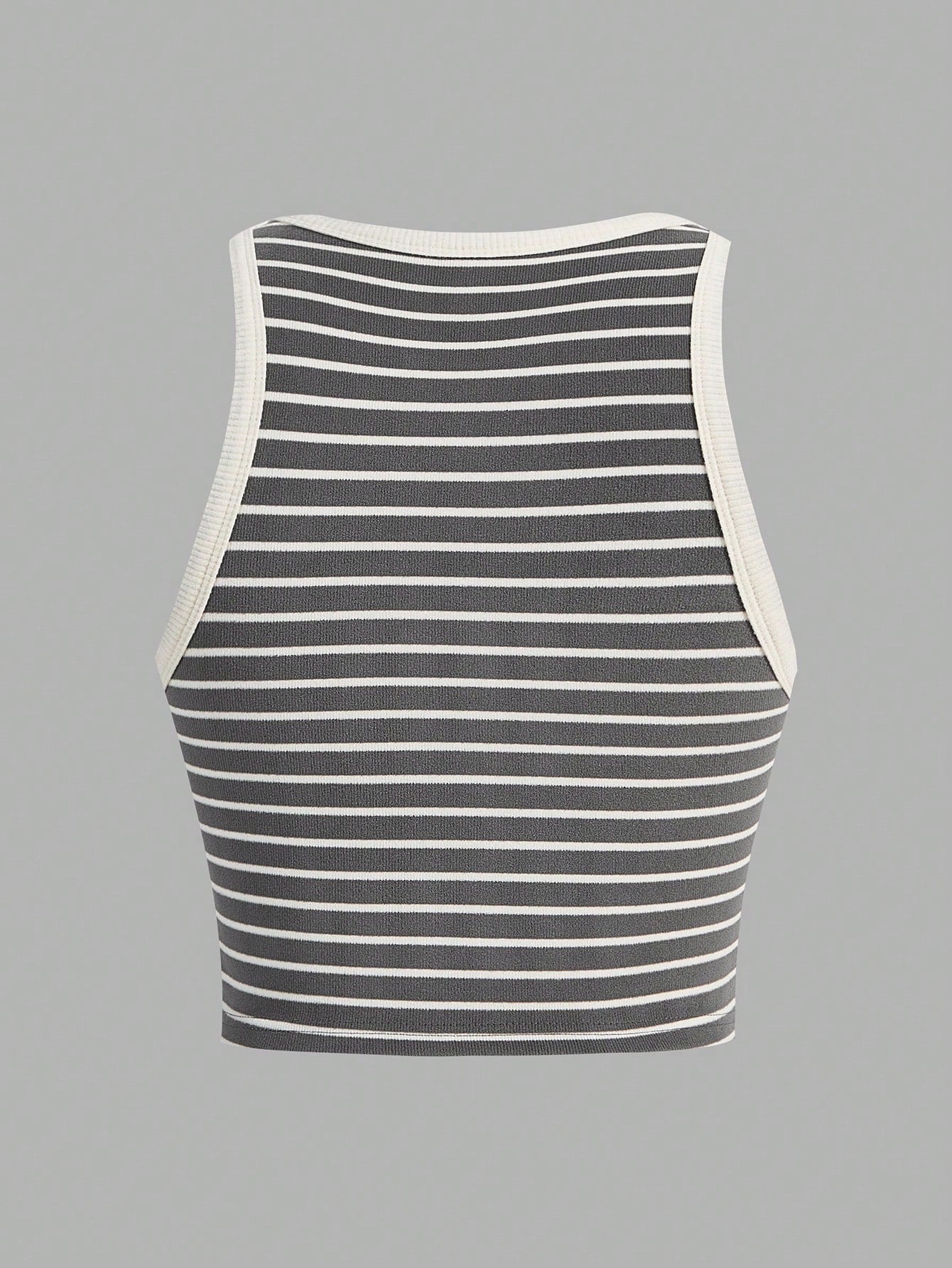 SHEIN BASICS Top De Tanque Corto A Rayas Para Mujer