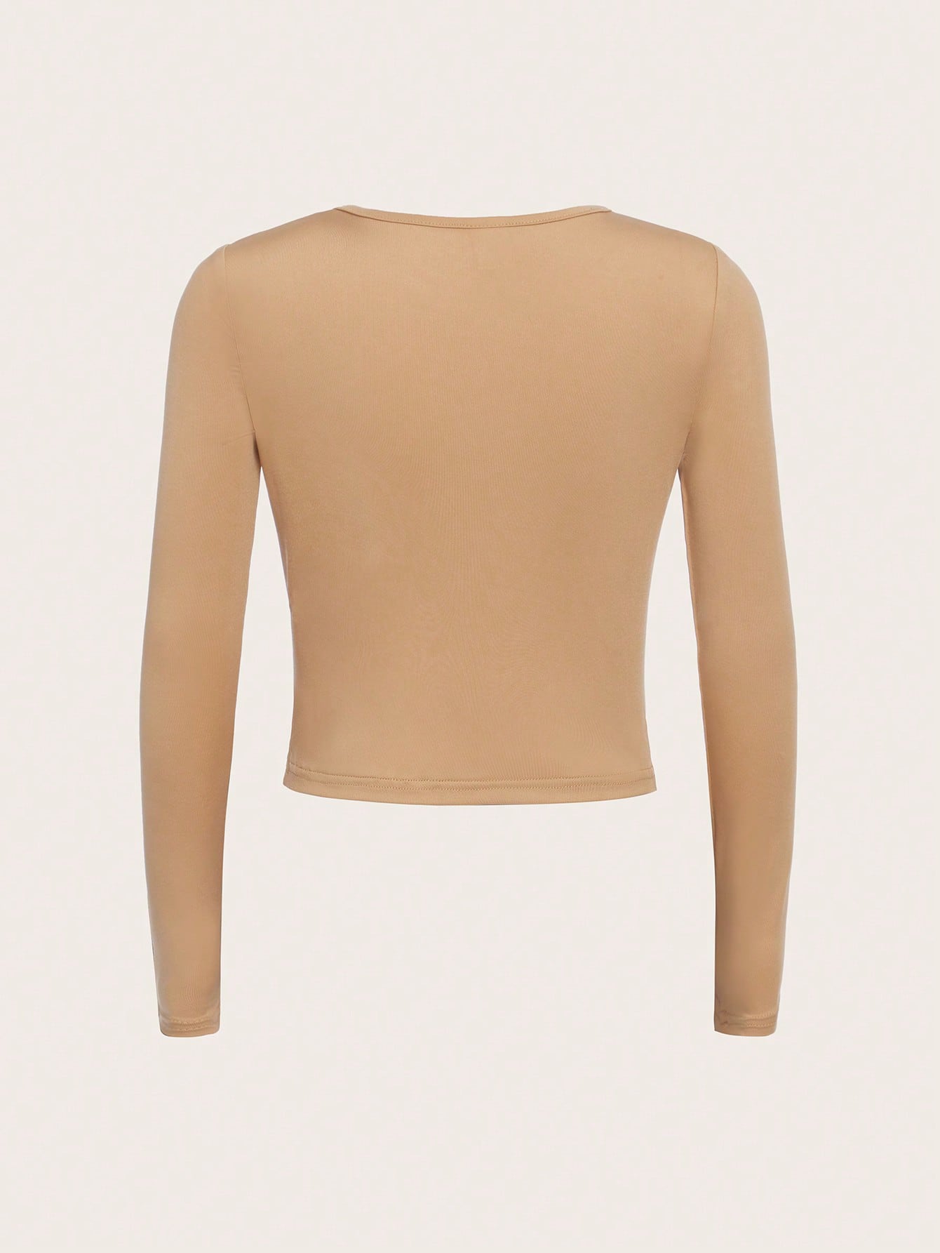 SHEIN Camiseta Casual De Manga Larga Y Cuello Redondo Tejida Para Niñas Adolescentes, Con Estampado Para Uso Diario