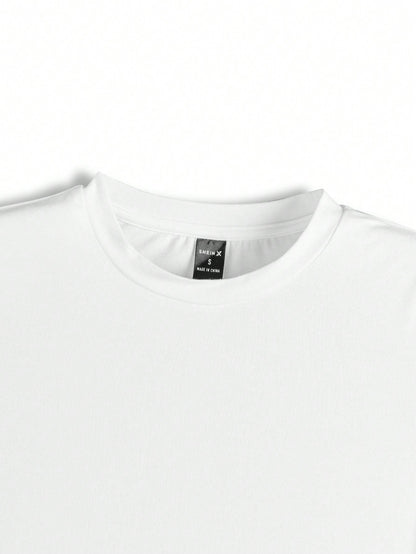 SHEIN Camiseta de mujer ajustada y acortada con cuello redondo de artista