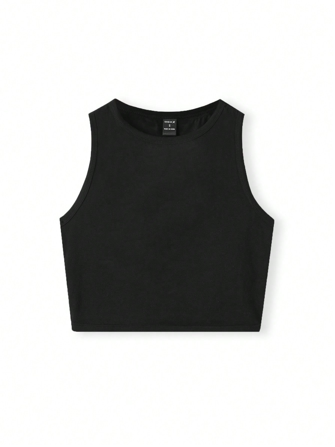 SHEIN Camiseta de tirantes ajustada y corta de cuello redondo para mujer