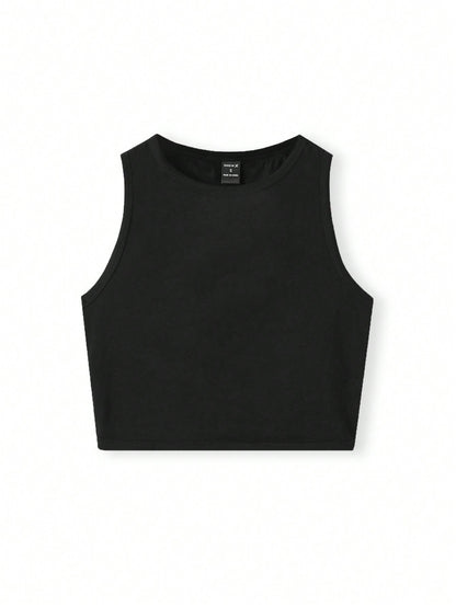 SHEIN Camiseta de tirantes ajustada y corta de cuello redondo para mujer