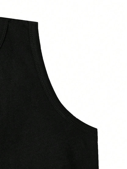 SHEIN Camiseta de tirantes ajustada y corta de cuello redondo para mujer