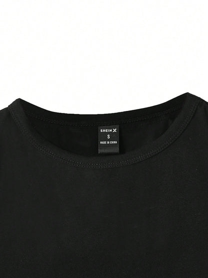 SHEIN Camiseta de tirantes ajustada y corta de cuello redondo para mujer