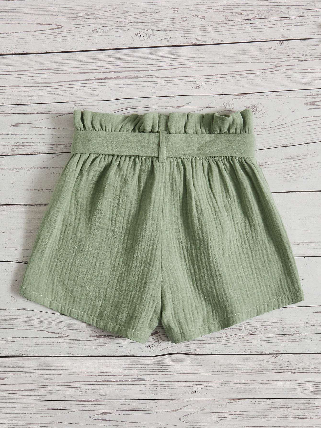 SHEIN Chicas Shorts con cinturón de cintura con volante