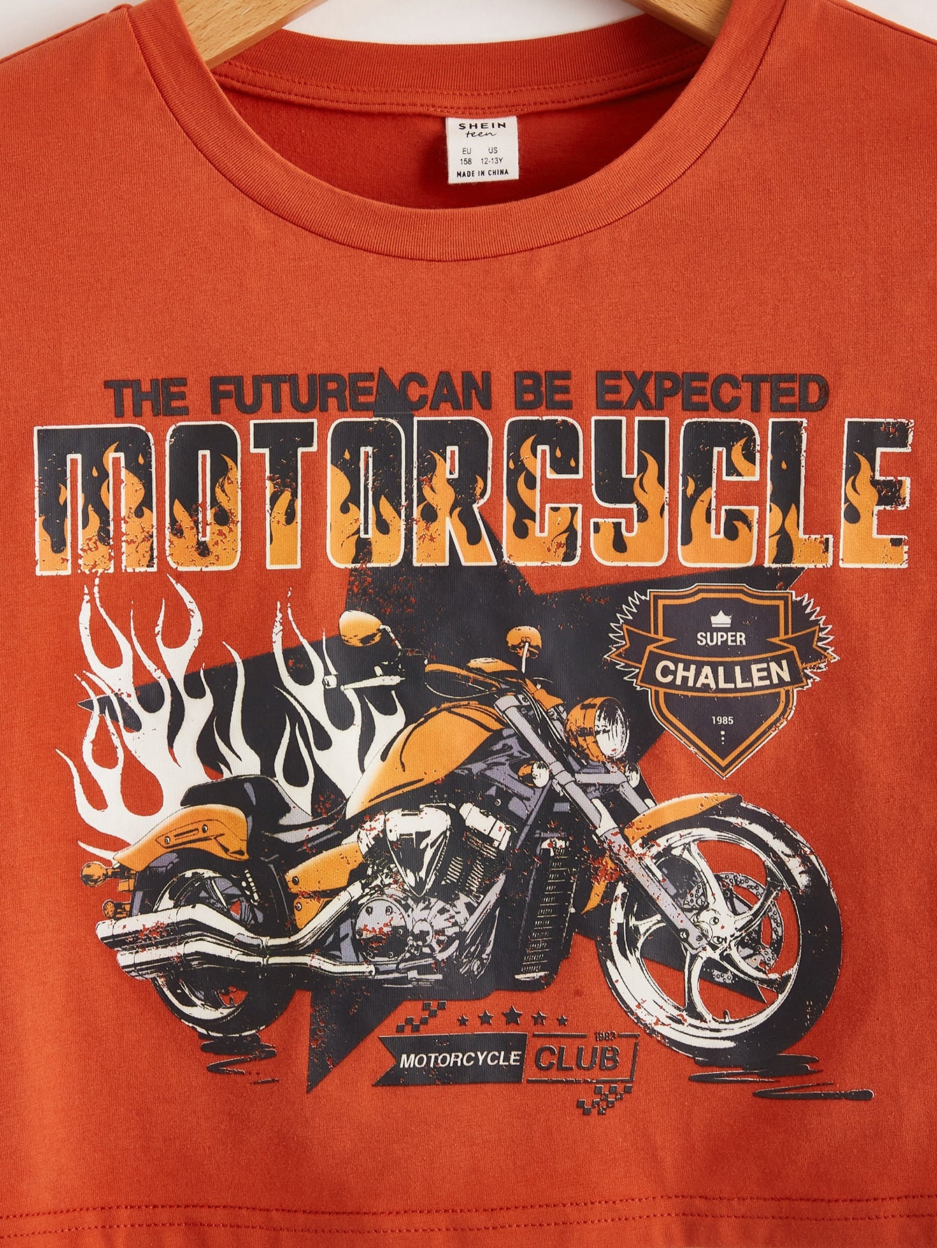 SHEIN Chicas adolescentes Camiseta con estampado de letra y motocicleta