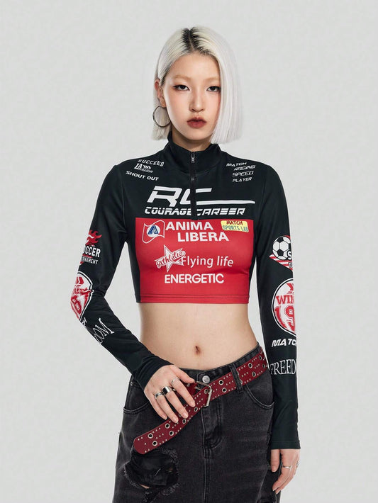 SHEIN Coolane Camiseta crop con estampado de letra