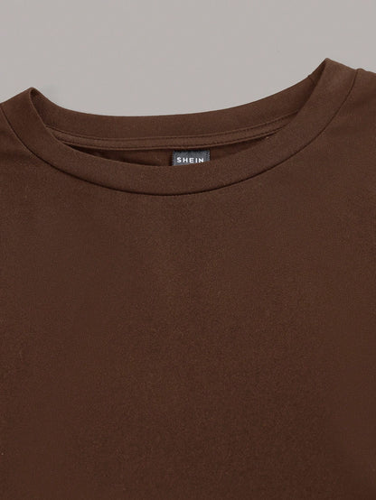 SHEIN EZwear 3 piezas de camiseta casual de manga larga y cuello redondo de ajuste delgado para mujer, para el verano