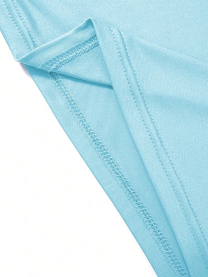 SHEIN EZwear Camiseta casual de mujer de verano con mangas cortas, corte deshilachado y estampado de letras con cuello redondo