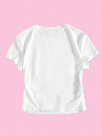 SHEIN EZwear Camiseta corta de manga corta para cóctel 'Espresso Martini' para mujeres, que muestra el medi torso