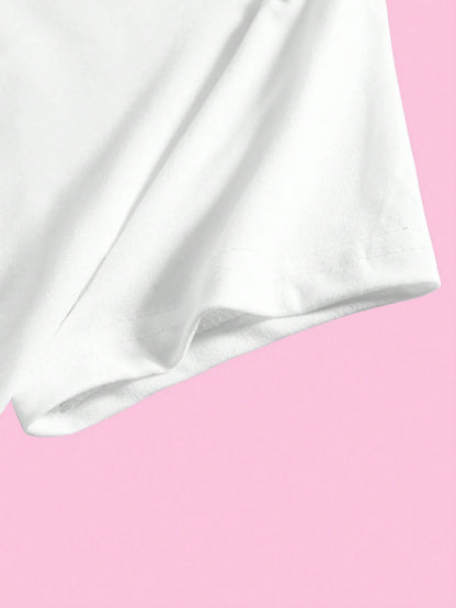 SHEIN EZwear Camiseta corta de manga corta para cóctel 'Espresso Martini' para mujeres, que muestra el medi torso