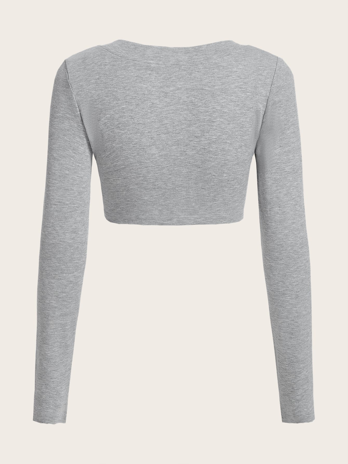 SHEIN EZwear Camiseta corta unicolor de cuello V tejido de canalé