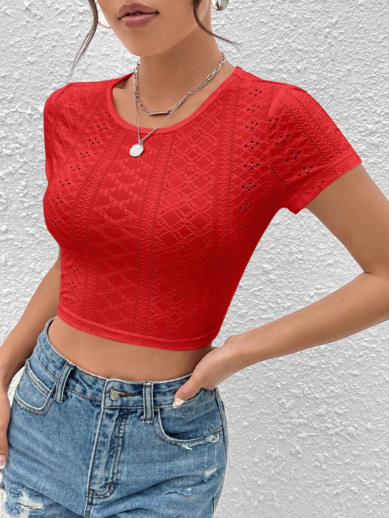 SHEIN EZwear Camiseta crop con cordón trasero