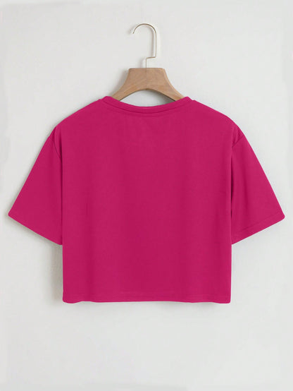 SHEIN EZwear Camiseta crop con estampado de letra