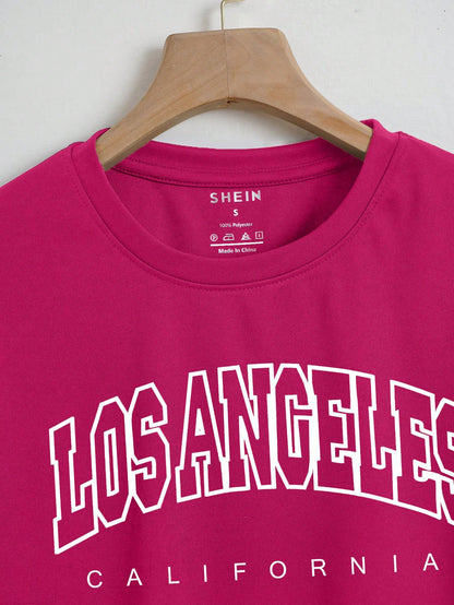 SHEIN EZwear Camiseta crop con estampado de letra
