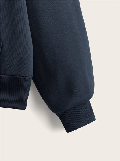 SHEIN EZwear Capucha con cremallera de hombros caídos con cordón con forro térmico