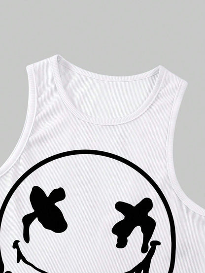 SHEIN EZwear Chaleco Sin Mangas De Mujer Con Estampado De Emojis