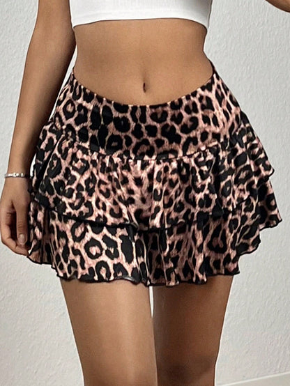 SHEIN EZwear Falda estampada de leopardo de uso diario simple para damas