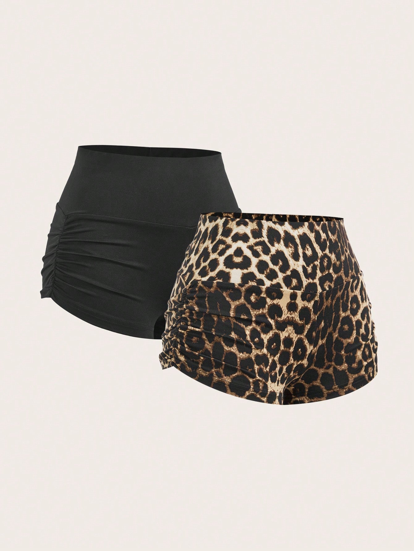 SHEIN EZwear Mallas ajustadas de ciclismo de punto multicolor para mujer