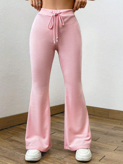 SHEIN EZwear Pantalones deportivos de cintura con cordón pierna amplia