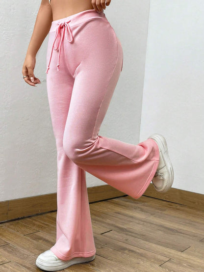 SHEIN EZwear Pantalones deportivos de cintura con cordón pierna amplia