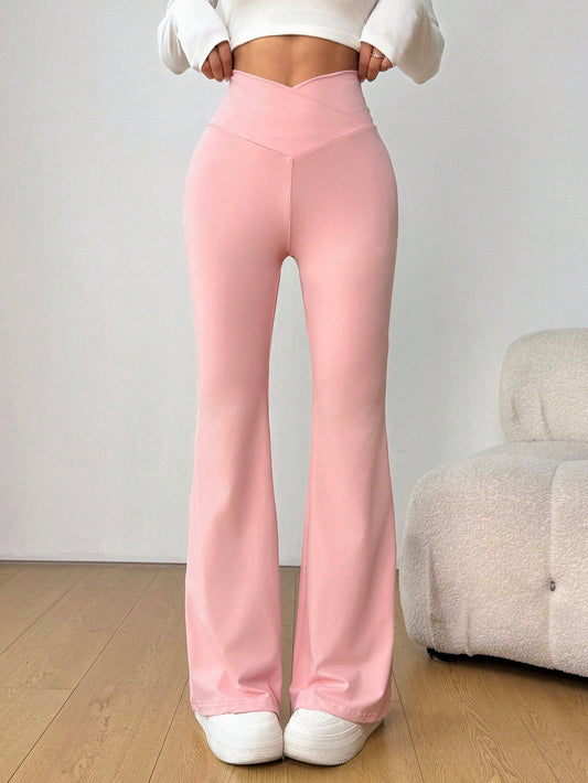 SHEIN EZwear Pantalones rectos de cintura alta de color liso y casual