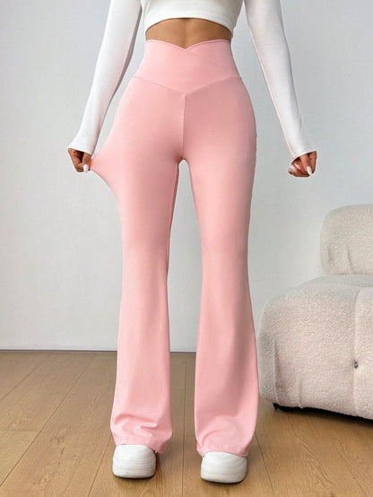 SHEIN EZwear Pantalones rectos de cintura alta de color liso y casual