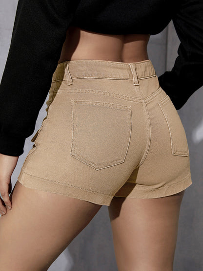 SHEIN EZwear Shorts en mezclilla con bolsillo con solapa cargo
