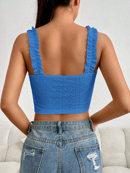 SHEIN EZwear Top apretado de punto simple y diario en unicolor para mujer