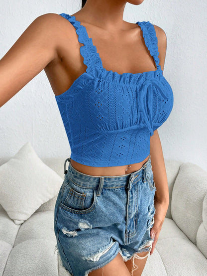 SHEIN EZwear Top apretado de punto simple y diario en unicolor para mujer