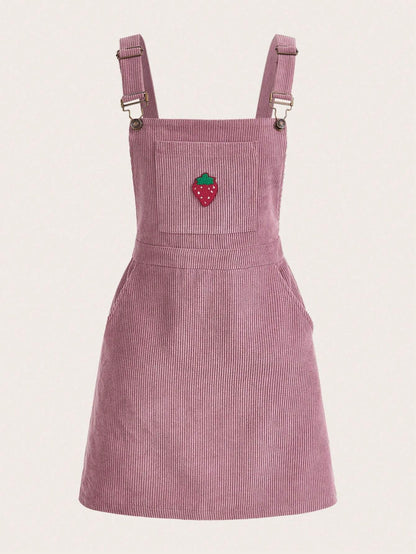 SHEIN EZwear Vestido pichi con bordado de fresa sin camiseta