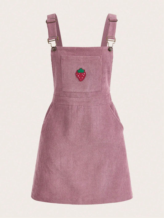 SHEIN EZwear Vestido pichi con bordado de fresa sin camiseta