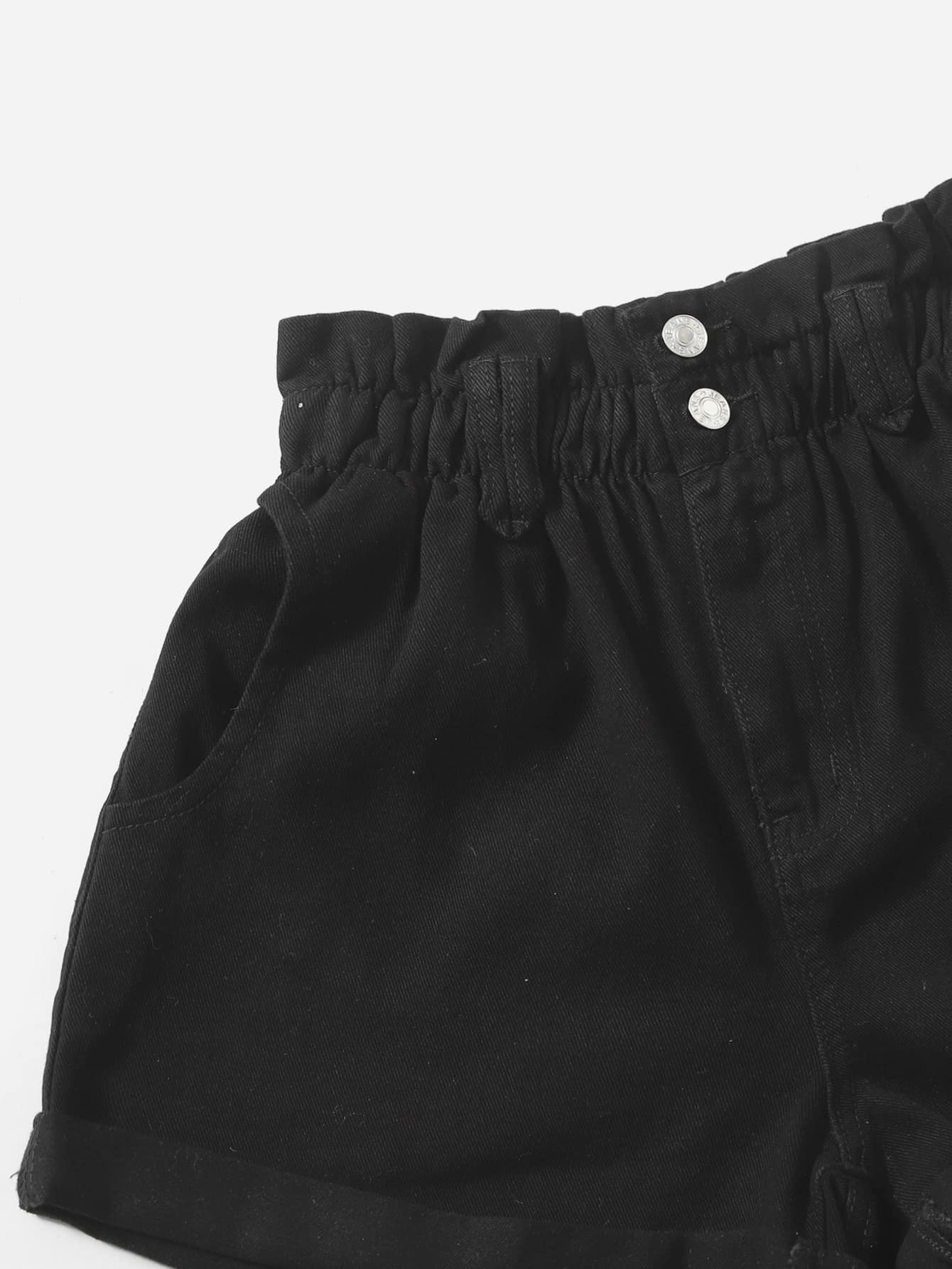 SHEIN Essnce Shorts en mezclilla de cintura con volante bajo de doblez