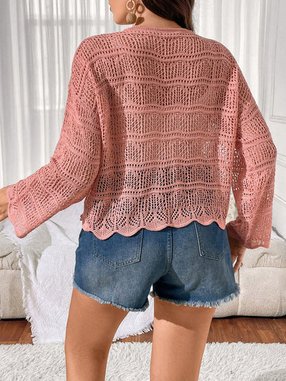 SHEIN Essnce Suéter holgado informal de manga larga con cordón elástico para tallas grandes