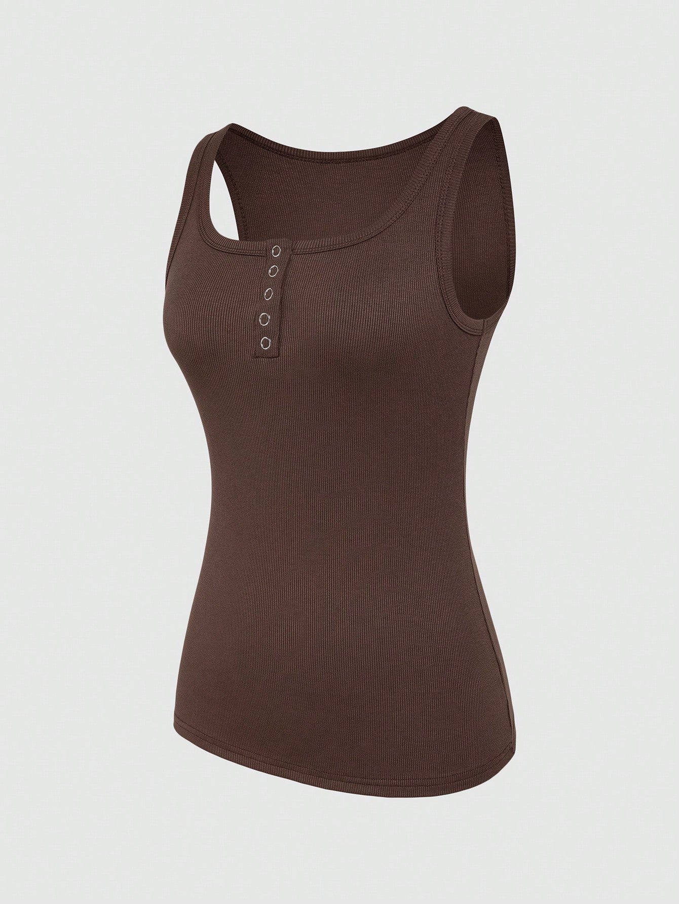 SHEIN Essnce Top casual sin mangas de punto acanalado en unicolor para mujer, verano