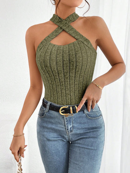 SHEIN Essnce Top halter con tira cruzada
