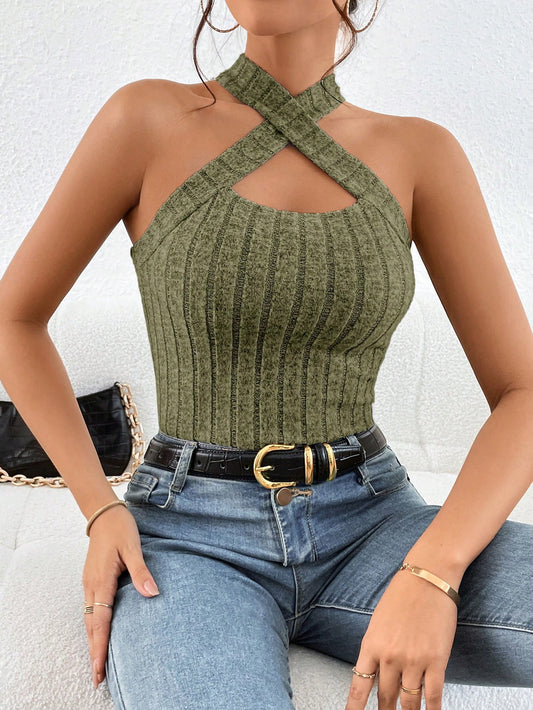 SHEIN Essnce Top halter con tira cruzada