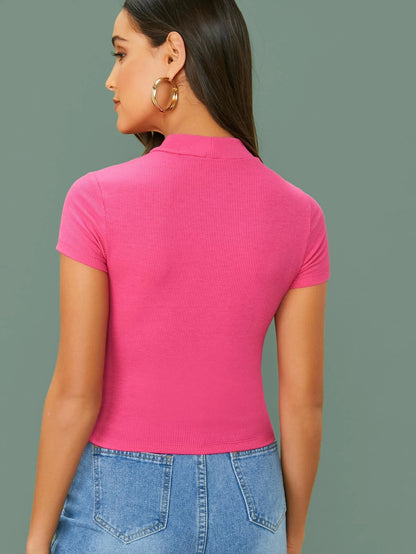 SHEIN Essnce Top tejido de canalé de cuello alto