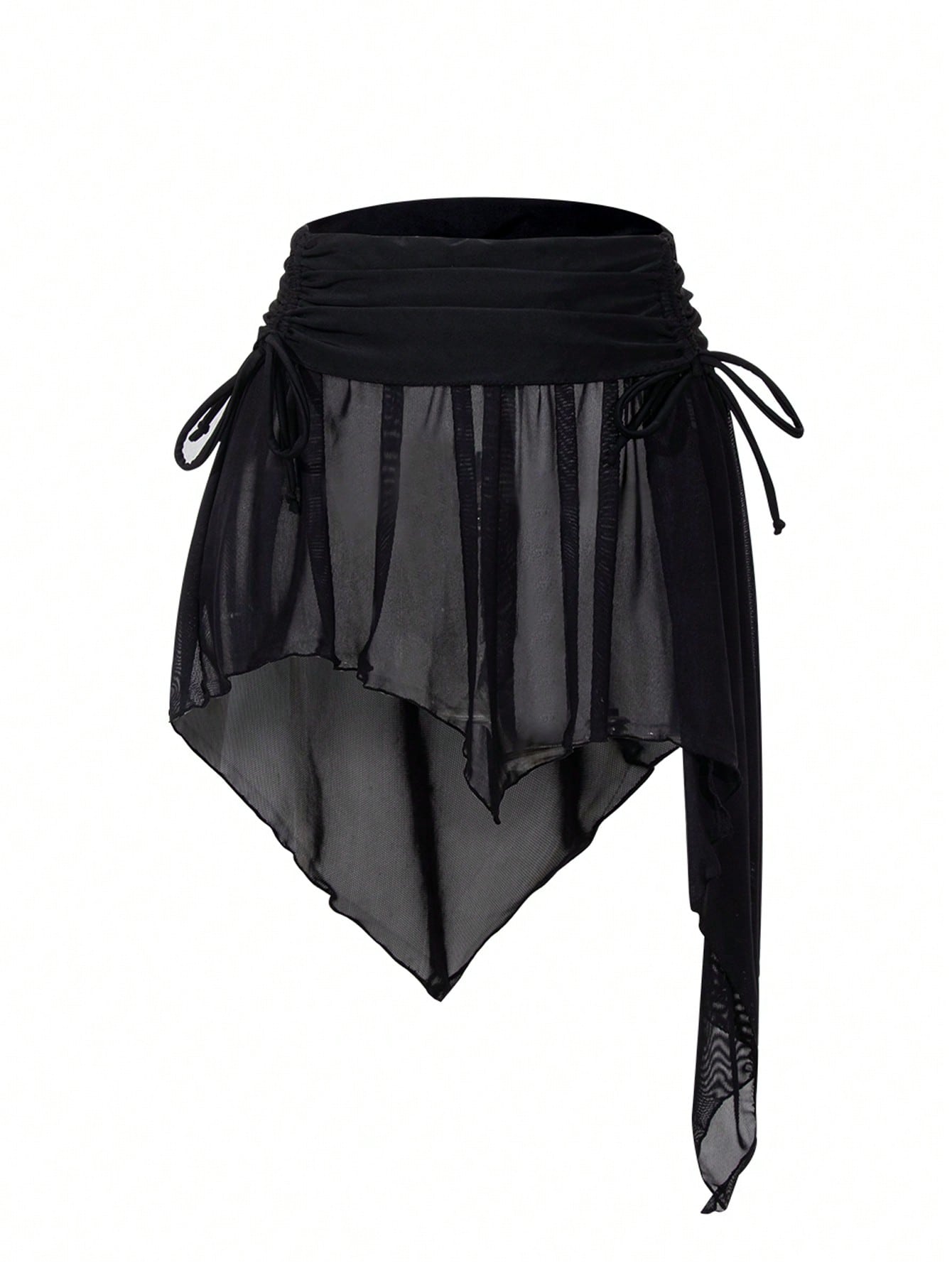 SHEIN Falda pareo asimétrica con cordón y tejido de malla sexy para mujer, nuevo lanzamiento de verano