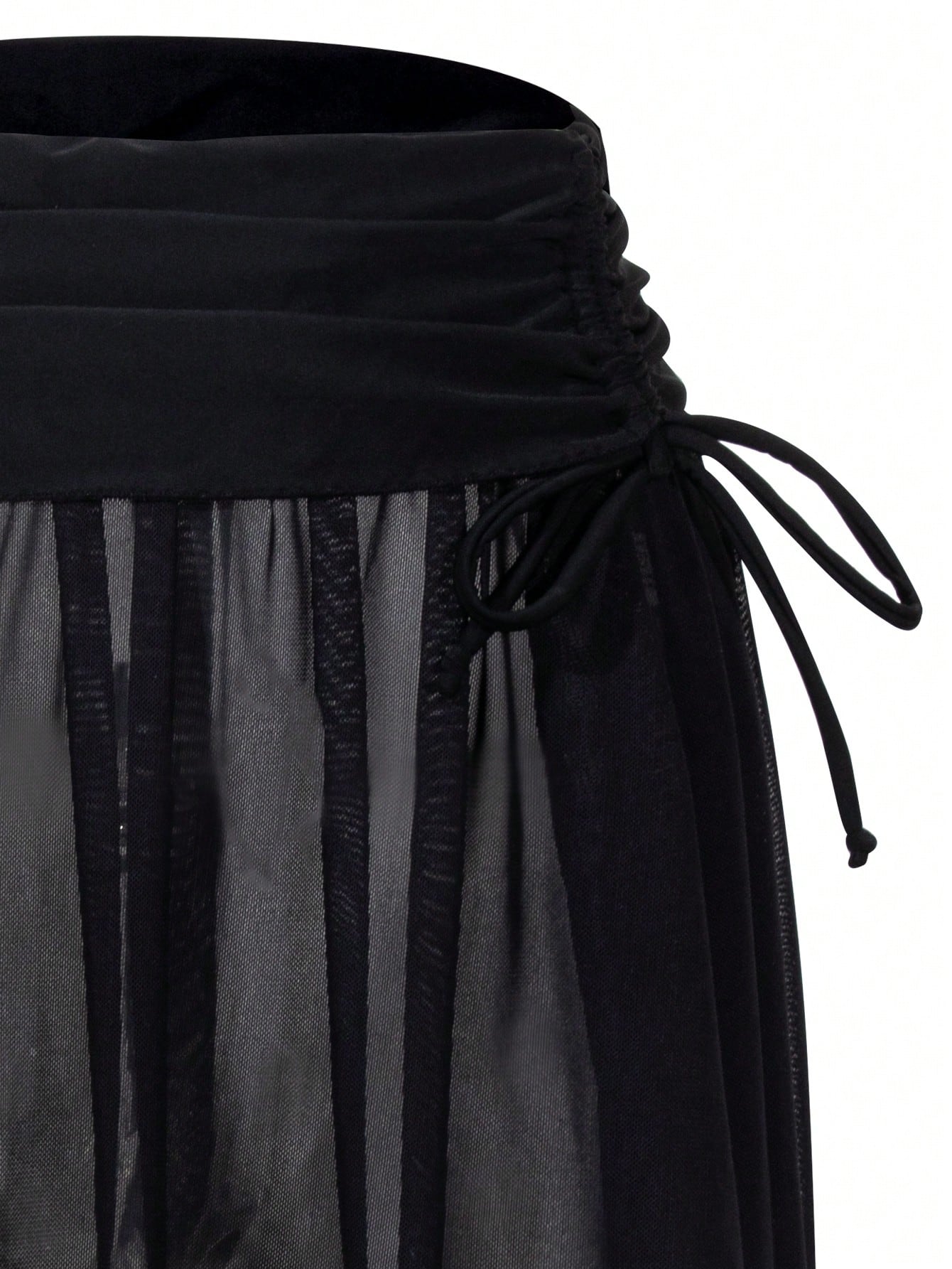 SHEIN Falda pareo asimétrica con cordón y tejido de malla sexy para mujer, nuevo lanzamiento de verano