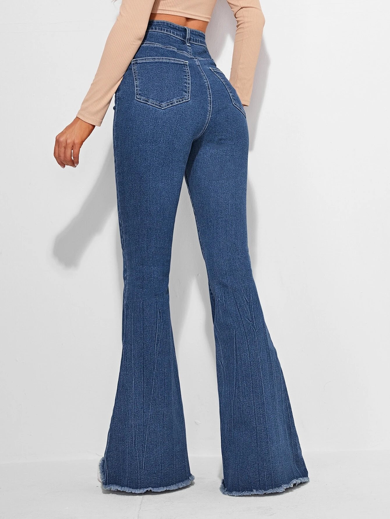 SHEIN Frenchy Jeans de pierna amplia bajo crudo con puntada en contraste