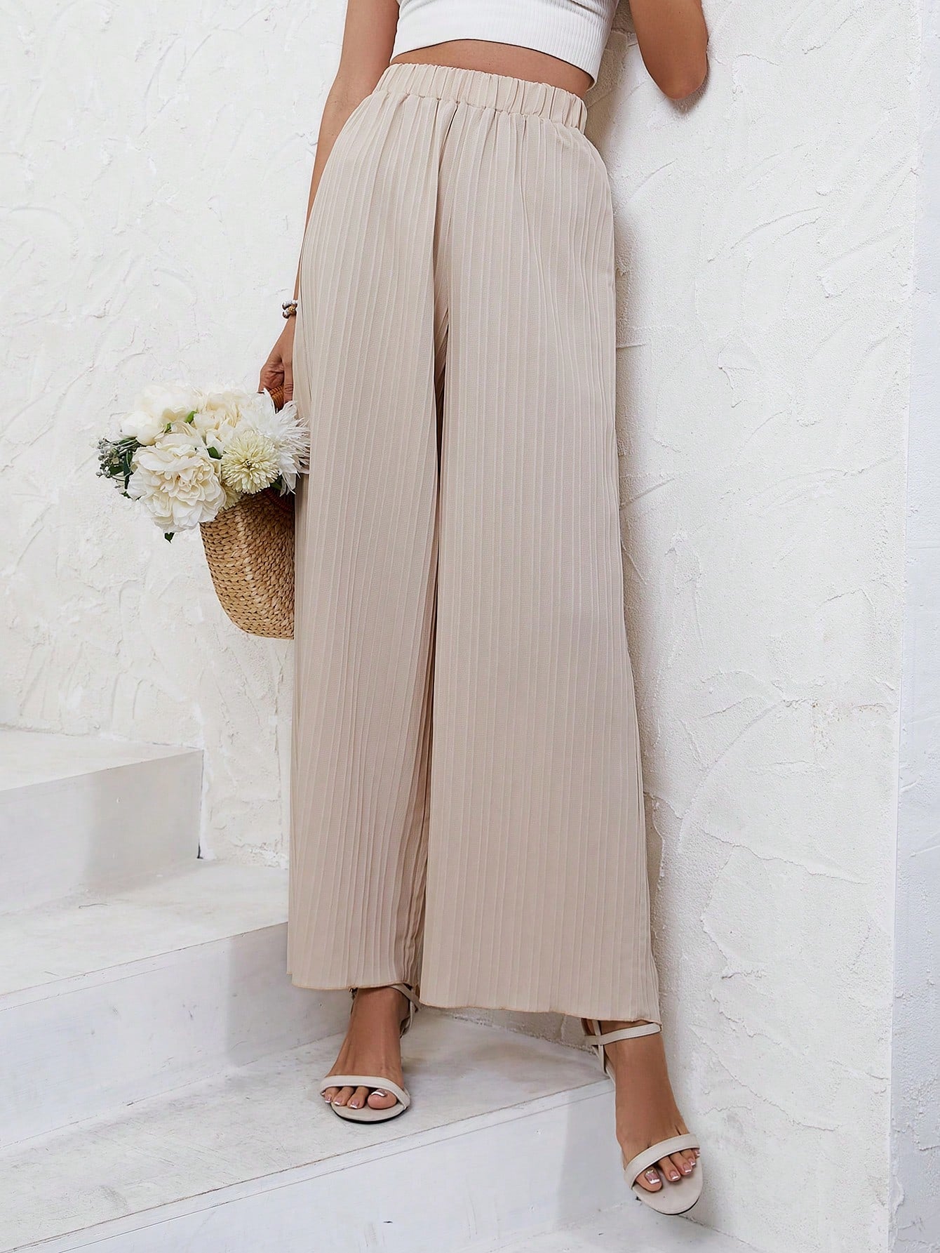 SHEIN Frenchy Pantalones de pierna ancha unicolor