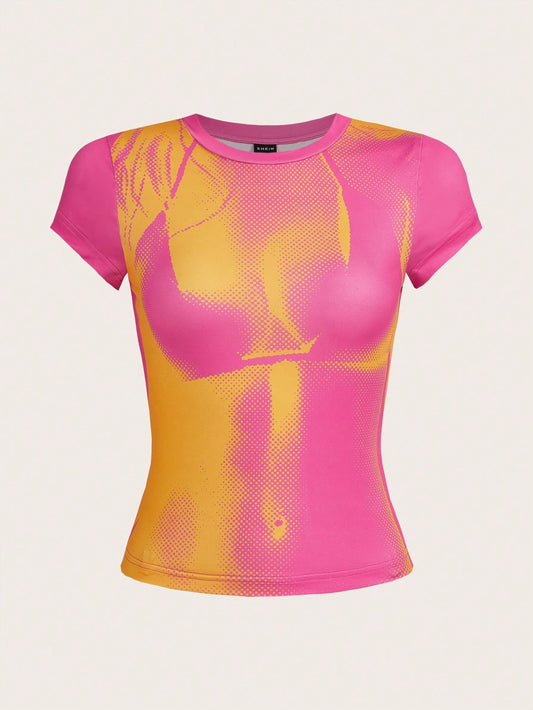 SHEIN ICON Camiseta mapa de calor corporal con estampado