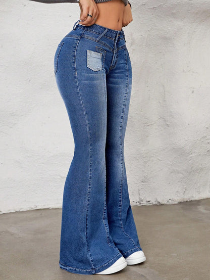 SHEIN ICON Pantalones Vaqueros Acampanados De Estilo Retro