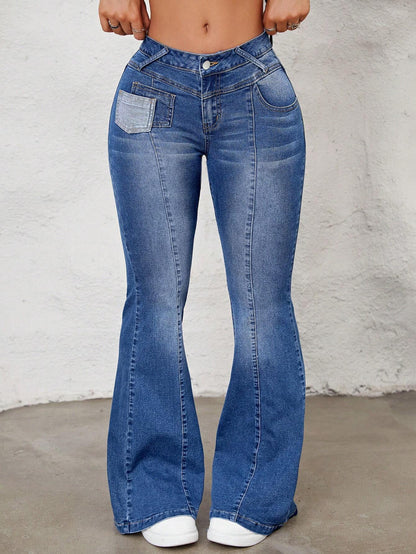 SHEIN ICON Pantalones Vaqueros Acampanados De Estilo Retro