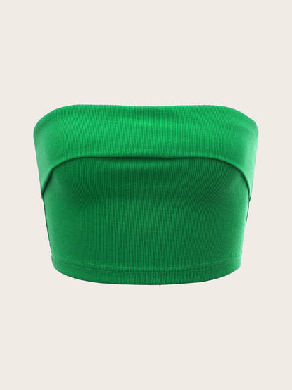 SHEIN ICON Top De Tubo Tejido De Color Sólido Para Mujer, Simple Y Adecuado Para Uso Diario O De Vacaciones