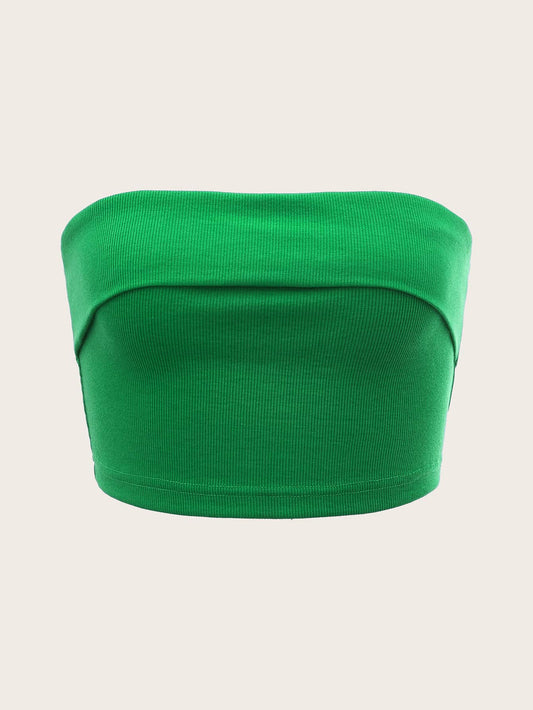 SHEIN ICON Top De Tubo Tejido De Color Sólido Para Mujer, Simple Y Adecuado Para Uso Diario O De Vacaciones
